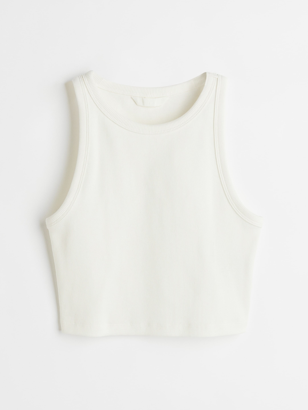 H&M Ribbed Cropped Tank Top in White